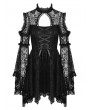 Dark in Love Black Gothic Hollow-Out Lace Long Bell Sleeves Mini Dress