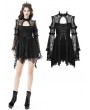 Dark in Love Black Gothic Hollow-Out Lace Long Bell Sleeves Mini Dress