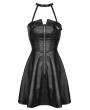 Dark in Love Black Gothic Punk Cool Bag Buckle Leatherette Halter Short Dress