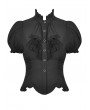 Dark in Love Black Retro Gothic Short Puff Sleeve Daily Wear Blouse for Women