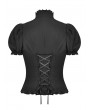 Dark in Love Black Retro Gothic Short Puff Sleeve Daily Wear Blouse for Women