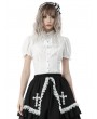 Dark in Love White Retro Gothic Short Puff Sleeve Daily Wear Blouse for Women