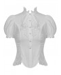 Dark in Love White Retro Gothic Short Puff Sleeve Daily Wear Blouse for Women