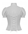 Dark in Love White Retro Gothic Short Puff Sleeve Daily Wear Blouse for Women