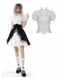 Dark in Love White Retro Gothic Short Puff Sleeve Daily Wear Blouse for Women