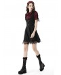 Dark in Love Wine Red Gothic Retro Elegant Short Puff Sleeve Blouse for Women