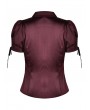 Dark in Love Wine Red Gothic Retro Elegant Short Puff Sleeve Blouse for Women