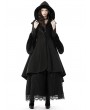 Dark in Love Black Gothic Lady Long Hooded Cocktail Winter Warm Coat With Detachabale Collar