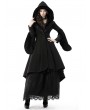 Dark in Love Black Gothic Lady Long Hooded Cocktail Winter Warm Coat With Detachabale Collar