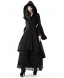 Dark in Love Black Gothic Lady Long Hooded Cocktail Winter Warm Coat With Detachabale Collar