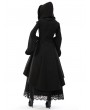 Dark in Love Black Gothic Lady Long Hooded Cocktail Winter Warm Coat With Detachabale Collar