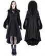 Dark in Love Black Gothic Lady Long Hooded Cocktail Winter Warm Coat With Detachabale Collar