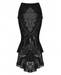 Dark in Love Black Elegant Gothic Vintage Velvet Jacquard Fishtail Lace Skirt
