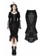 Dark in Love Black Elegant Gothic Vintage Velvet Jacquard Fishtail Lace Skirt