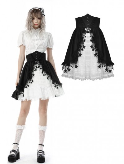 Dark in Love Black and White Lolita Frilly Star High Waist Short Skirt