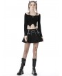 Dark in Love Black Gothic Punk Rock Chain Pleated Mini Skirt