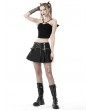 Dark in Love Black Gothic Punk Rock Chain Pleated Mini Skirt