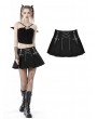 Dark in Love Black Gothic Punk Rock Chain Pleated Mini Skirt