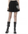 Dark in Love Black and White Gothic Punk Checkerboard Heart Pleated Short Skirt