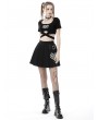 Dark in Love Black and White Gothic Punk Checkerboard Heart Pleated Short Skirt