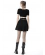 Dark in Love Black and White Gothic Punk Checkerboard Heart Pleated Short Skirt