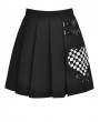 Dark in Love Black and White Gothic Punk Checkerboard Heart Pleated Short Skirt