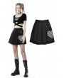 Dark in Love Black and White Gothic Punk Checkerboard Heart Pleated Short Skirt