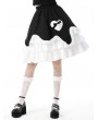 Dark in Love Black and White Gothic Lolita Frilly Bow Heart Short Skirt