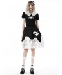 Dark in Love Black and White Gothic Lolita Frilly Bow Heart Short Skirt