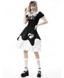 Dark in Love Black and White Gothic Lolita Frilly Bow Heart Short Skirt