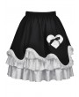 Dark in Love Black and White Gothic Lolita Frilly Bow Heart Short Skirt