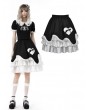 Dark in Love Black and White Gothic Lolita Frilly Bow Heart Short Skirt