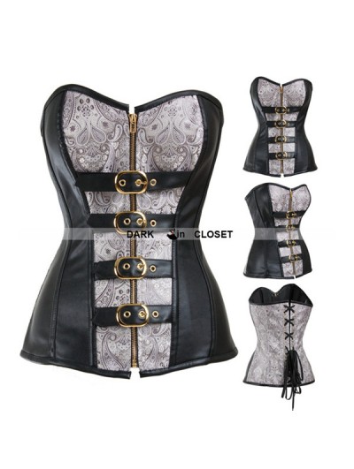 Black Pattern Steampunk Overbust Corset