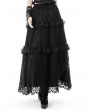 Dark in Love Black Gothic Vintage Ruffle Lace Long Skirt