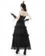 Dark in Love Black Gothic Vintage Ruffle Lace Long Skirt