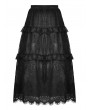 Dark in Love Black Gothic Vintage Ruffle Lace Long Skirt