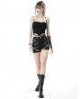 Dark in Love Black Gothic Punk PU Leather Hollow Out Sexy Short Pants for Women