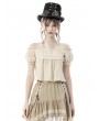 Dark in Love Ivory Gothic Steampunk Frilly Off-The-Shoulder Short Top for Women
