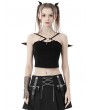 Dark in Love Black Gothic Rock Doll Bat Wing Crop Top for Women