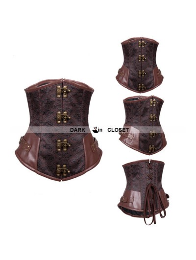 Brown Brocade Steampunk Underbust Corset