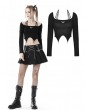 Dark in Love Black Gothic Rock Girl Halter Long Sleeve Short Top for Women