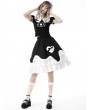 Dark in Love Black and White Gothic Lolita Two Little Bears Doll Top for Women