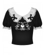 Dark in Love Black and White Gothic Lolita Two Little Bears Doll Top for Women