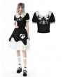 Dark in Love Black and White Gothic Lolita Two Little Bears Doll Top for Women