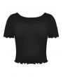 Dark in Love Black Gothic Punk Sexy Hollow-Out Short T-Shirt for Women