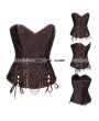 Brown Brocade Steampunk Overbust Corset