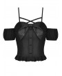 Dark in Love Black Cute Gothic Big Bowknot Off-the-Shoulder Top for Women