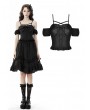 Dark in Love Black Cute Gothic Big Bowknot Off-the-Shoulder Top for Women