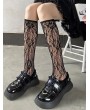 Black Gothic Sexy Floral Pattern Lace Knee Socks