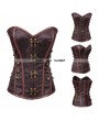Brown Military Inspired Steampunk Overbust Corset 
